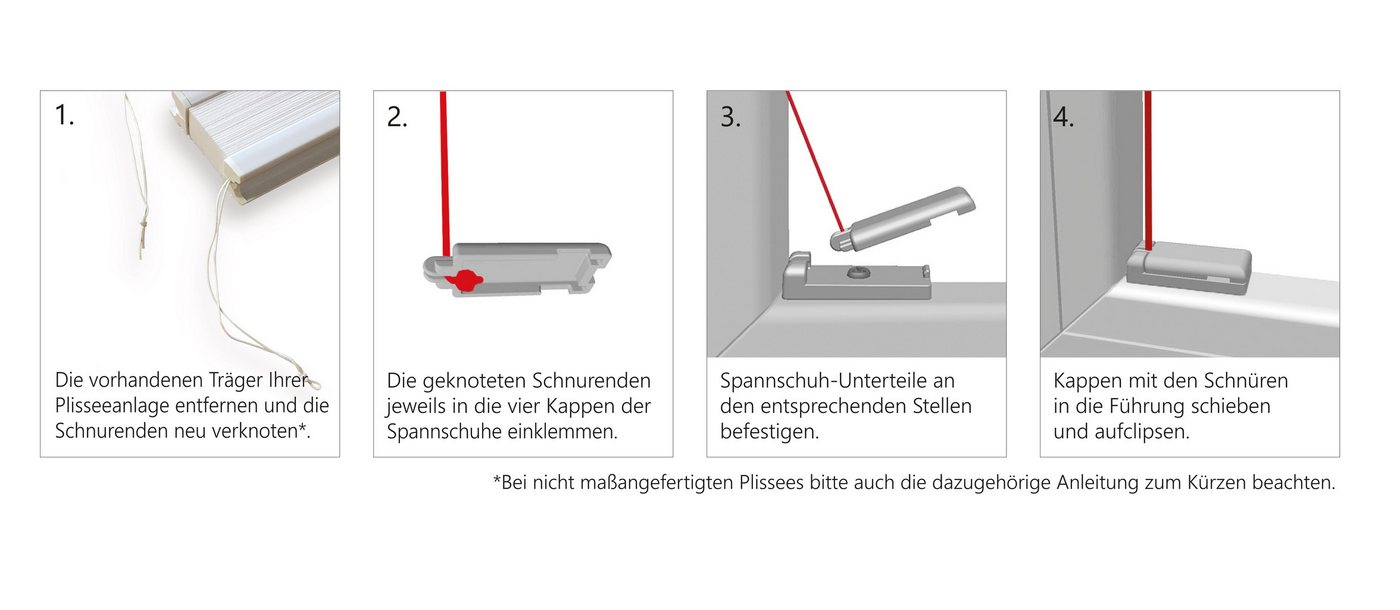 nodeko Plissee Universal Spannschuh, 4 Stück, zum Anschrauben, verwendbar für alle verspannten Plissees – Bild 5 von 5