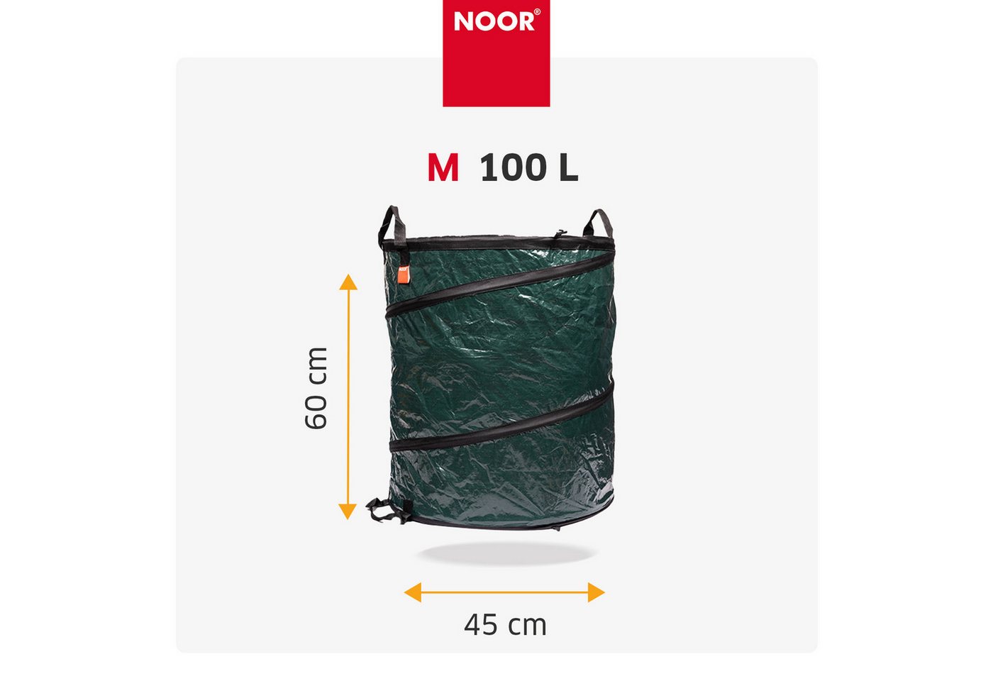 NOOR Gartensack POP-UP faltbar, 100 l, standfester Laubsack für Gartenabfälle & Grünschnitt – Bild 2 von 5