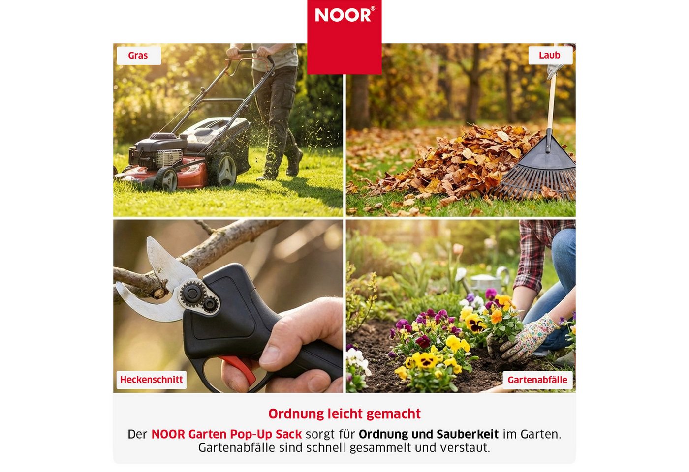 NOOR Gartensack POP-UP faltbar, 100 l, standfester Laubsack für Gartenabfälle & Grünschnitt – Bild 4 von 5