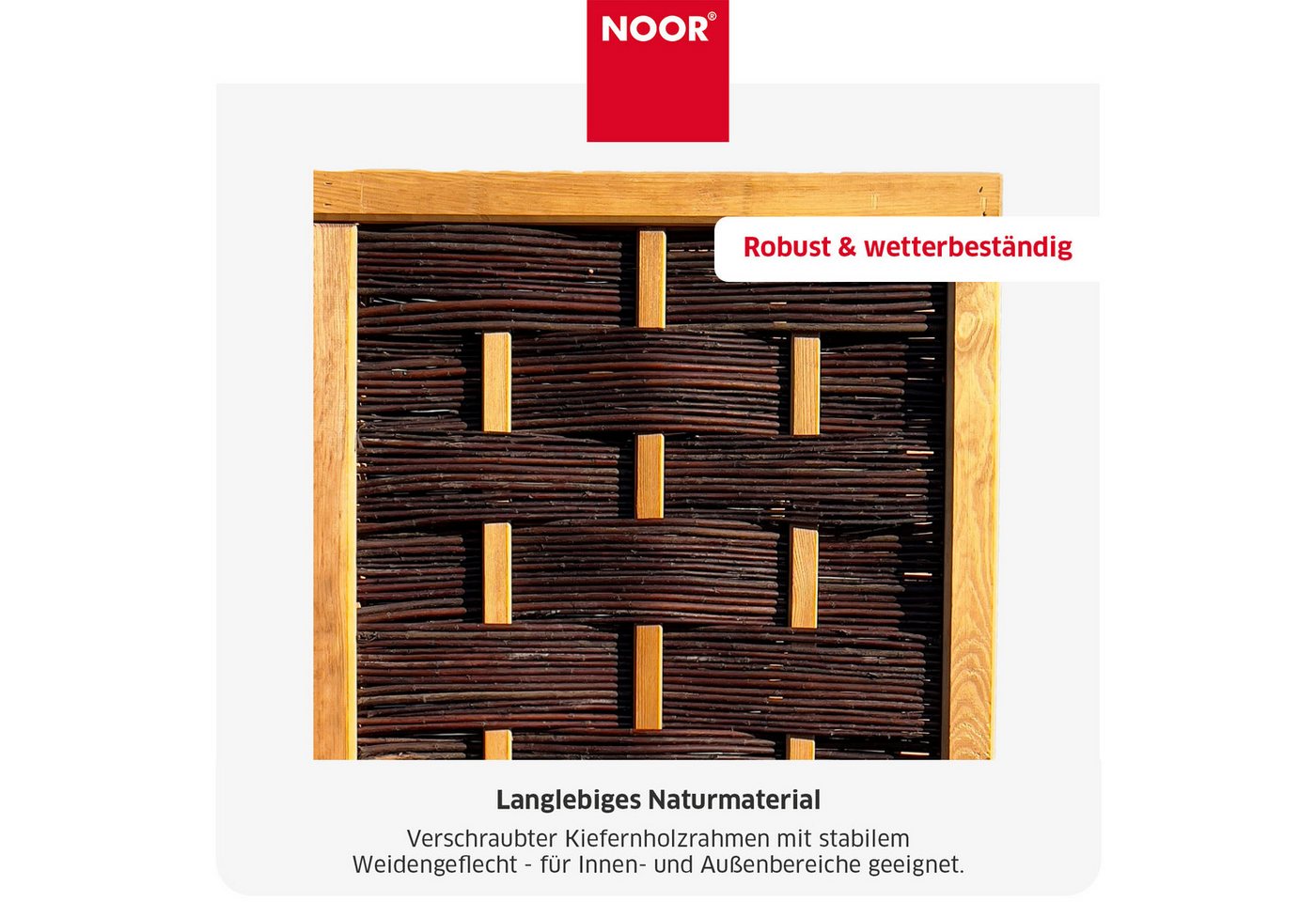 NOOR Paravent Weide DELUXE - klappbar - Sichtschutz-Module (3 St), hochwertiger Wind- und Sichtschutz für Garten, Terrasse und Balkon – Bild 4 von 5