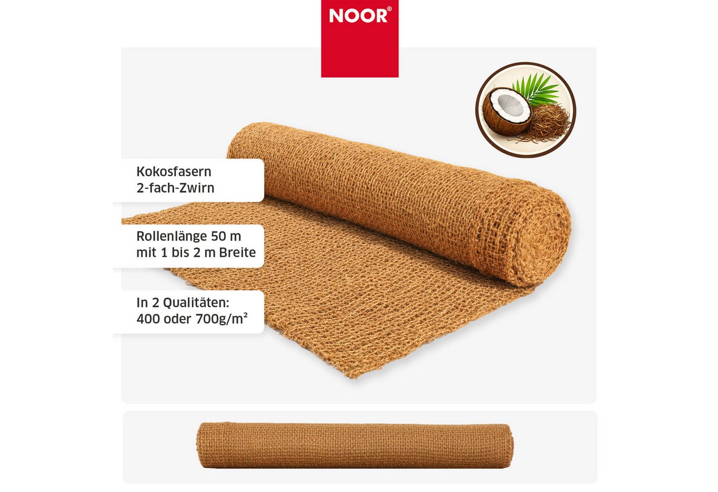 NOOR Schutznetz Erosionsschutzmatte, BxL: 1x10 m, Erosionsschutzmatte JUTE und KOKOS zum Schutz der Gartenlandschaft – Bild 3 von 5