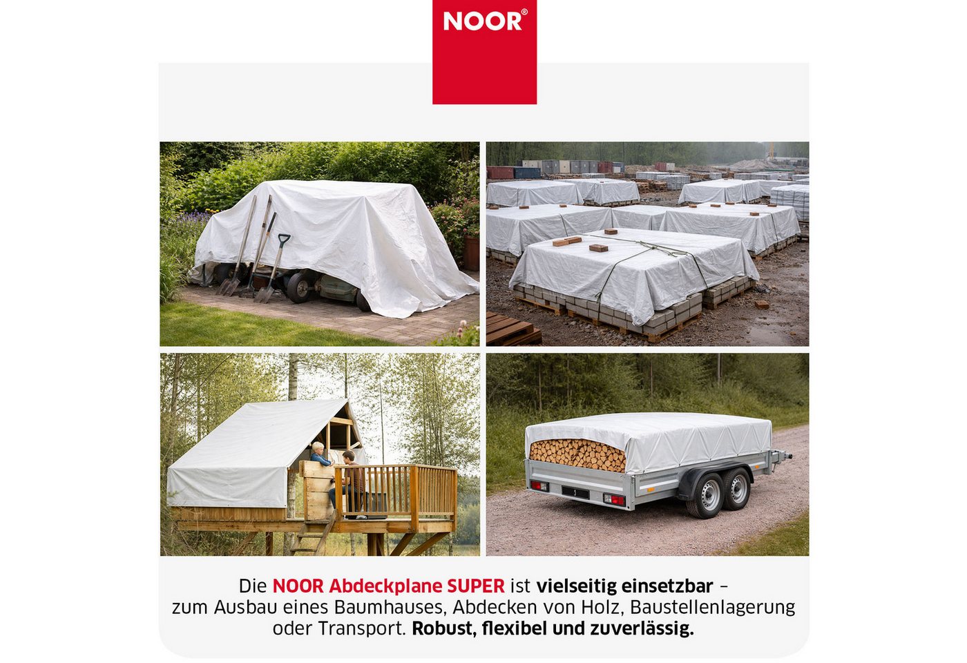 NOOR Schutzplane SUPER - verstärkte Profi-Abdeckplane - 200g/m², extrem widerstandsfähige Gewebeplane für den Außenbereich – Bild 5 von 5