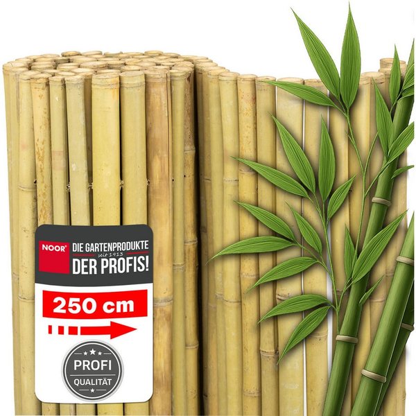 NOOR Sichtschutzzaunmatten Bambusmatte DELUXE - extra dicke Bambusstäbe, stilvoller Sichtschutz für Garten, Terrasse und Balkon