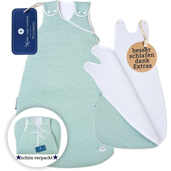 Nordic Coast Company Babyschlafsack, mitwachsend & atmungsaktiv I waschbar I Baumwolle I Grau