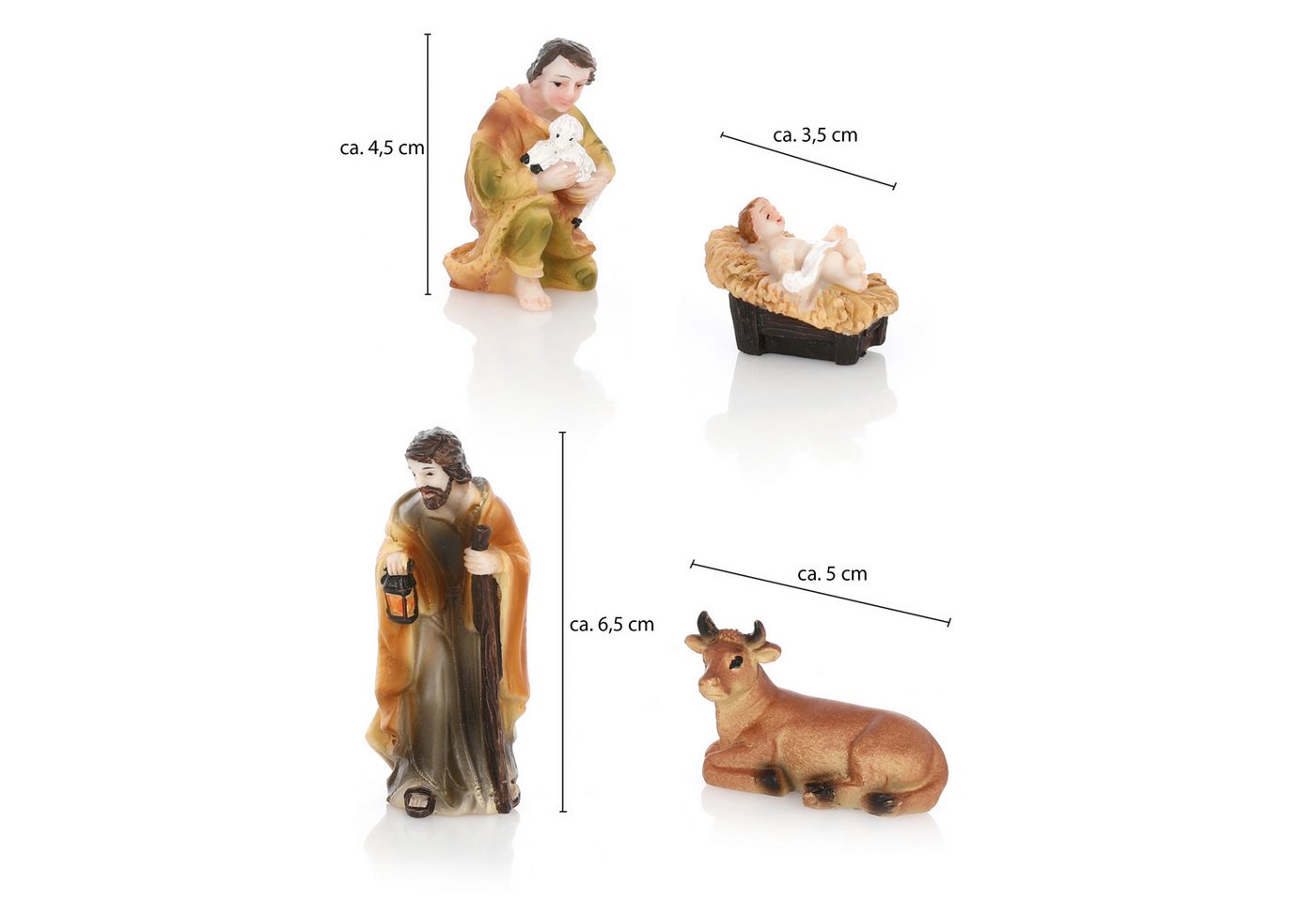 Nordstern Krippenfigur kleine Weihnachtskrippe (11 St), klassisches Design 3- 10 cm – Bild 4 von 4