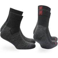 NORFOLK Wandersocken 60% Merinowolle, 2er, Anti-Blasen & Dämpfung Trekkingsocken, Leonardo QTR, Größe 43-46 in Schwarz