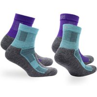 NORFOLK Wandersocken 60% Merinowolle, 2er, Anti-Blasen & Dämpfung Trekkingsocken, Leonardo QTR, Größe 35-38 in Türkis