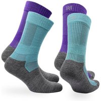 NORFOLK Wandersocken 60% Merinowolle, 2er, Anti-Blasen & Stoßdämpfung Trekkingsocken - Leonardo, Größe 35-38 in Türkis