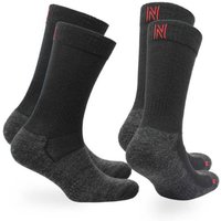 NORFOLK Wandersocken 60% Merinowolle, 2er, Anti-Blasen & Stoßdämpfung Trekkingsocken - Leonardo, Größe 35-38 in Schwarz
