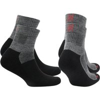 NORFOLK Wandersocken 60% Merinowolle, 2er, Anti-Blasen & Dämpfung Trekkingsocken, Leonardo QTR, Größe 43-46 in Grau