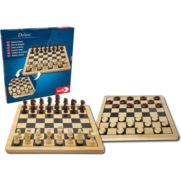 Noris Spiel Deluxe Holz - Schach & Dame, Brettspiel