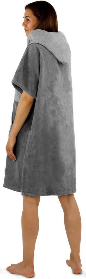 normani Badeponcho Damen Badeponcho, Midilänge, Baumwolle, Kapuze, Schlupf, Badehandtuch aus 100 % saugstarker Baumwolle – Bild 2 von 5