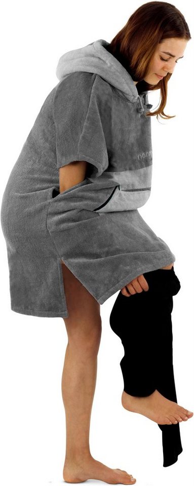 normani Badeponcho Damen Badeponcho, Midilänge, Baumwolle, Kapuze, Schlupf, Badehandtuch aus 100 % saugstarker Baumwolle – Bild 3 von 5