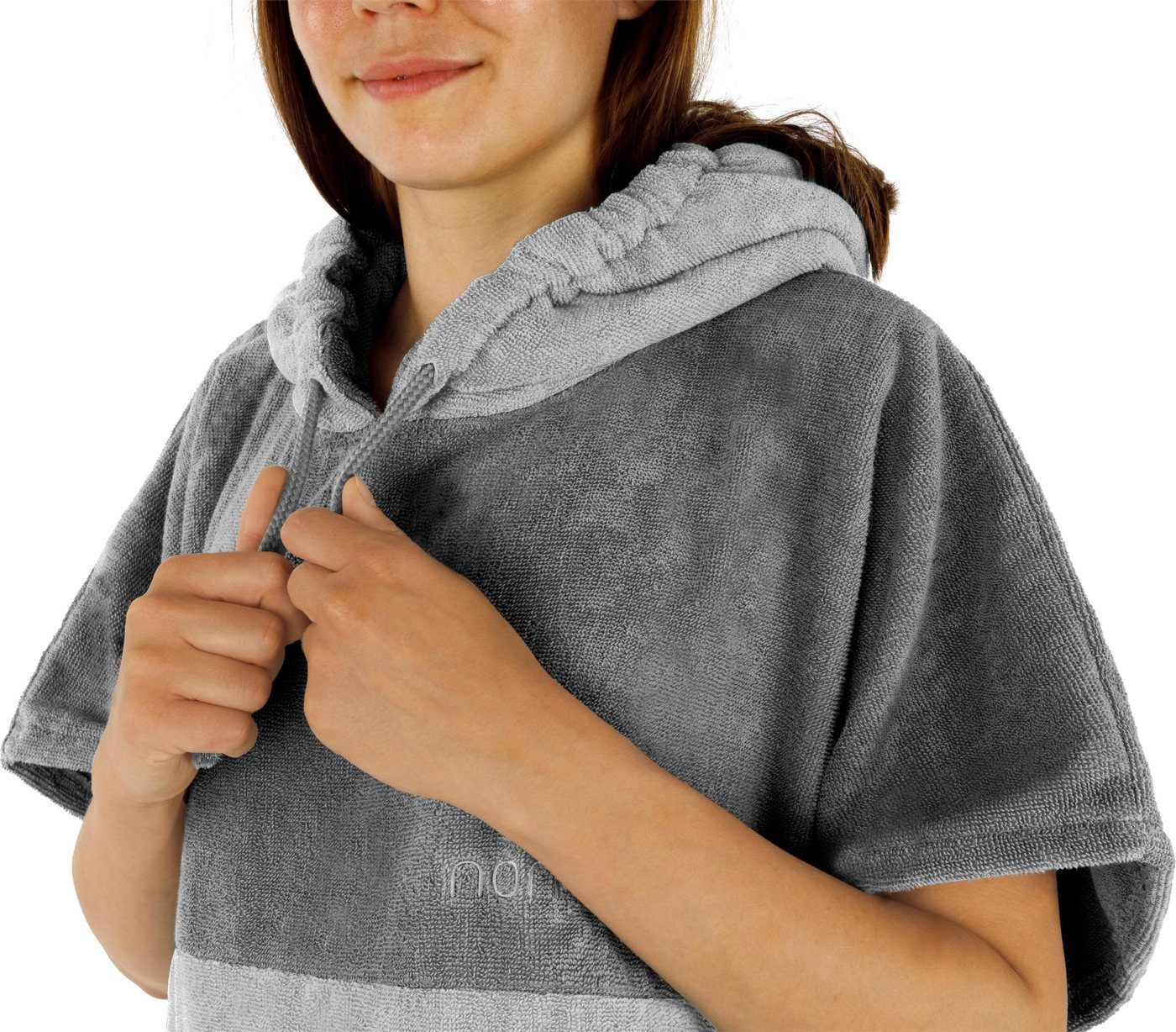 normani Badeponcho Damen Badeponcho, Midilänge, Baumwolle, Kapuze, Schlupf, Badehandtuch aus 100 % saugstarker Baumwolle – Bild 5 von 5