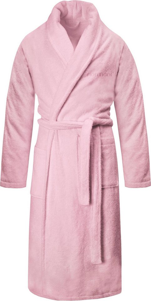 normani Damenbademantel Damen Premium Bademantel Basic, 122, Baumwolle, Schalkragen, Bindegürtel, Saunamantel aus weicher Baumwolle – Bild 2 von 3