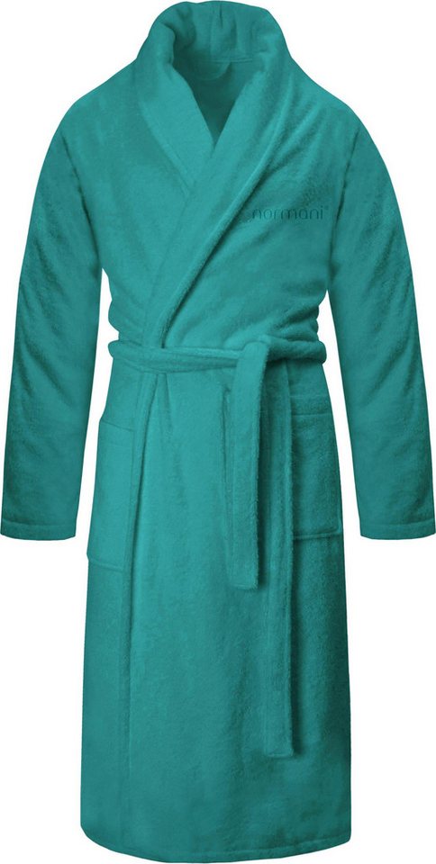 normani Damenbademantel Damen Premium Bademantel Basic, 122, Baumwolle, Schalkragen, Bindegürtel, Saunamantel aus weicher Baumwolle – Bild 2 von 3