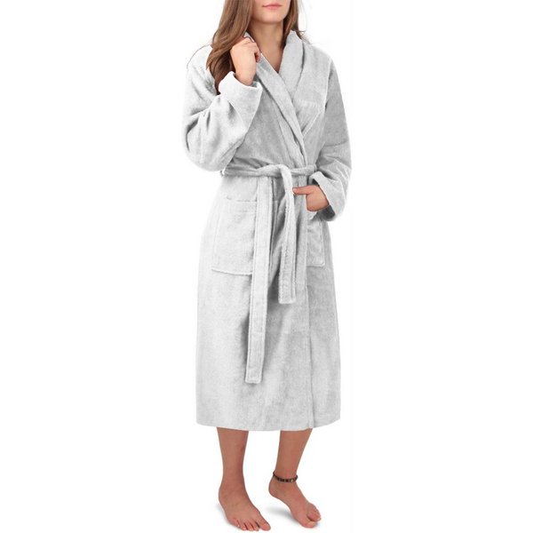 normani Damenbademantel Damen Premium Bademantel Basic, 122, Baumwolle, Schalkragen, Bindegürtel, Saunamantel aus weicher Baumwolle