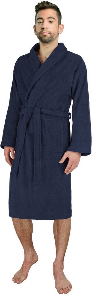 normani Herrenbademantel Herren Premium Bademantel Basic, 122, Baumwolle, Schalkragen, Bindegürtel, Saunamantel aus weicher Baumwolle – Bild 2 von 4