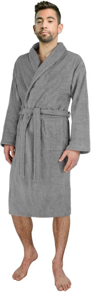 normani Herrenbademantel Herren Premium Bademantel Basic, 122, Baumwolle, Schalkragen, Bindegürtel, Saunamantel aus weicher Baumwolle – Bild 2 von 4