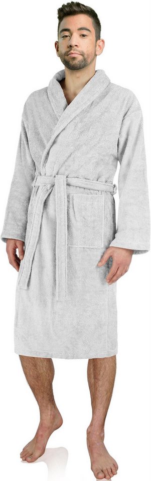 normani Herrenbademantel Herren Premium Bademantel Basic, 122, Baumwolle, Schalkragen, Bindegürtel, Saunamantel aus weicher Baumwolle – Bild 2 von 4
