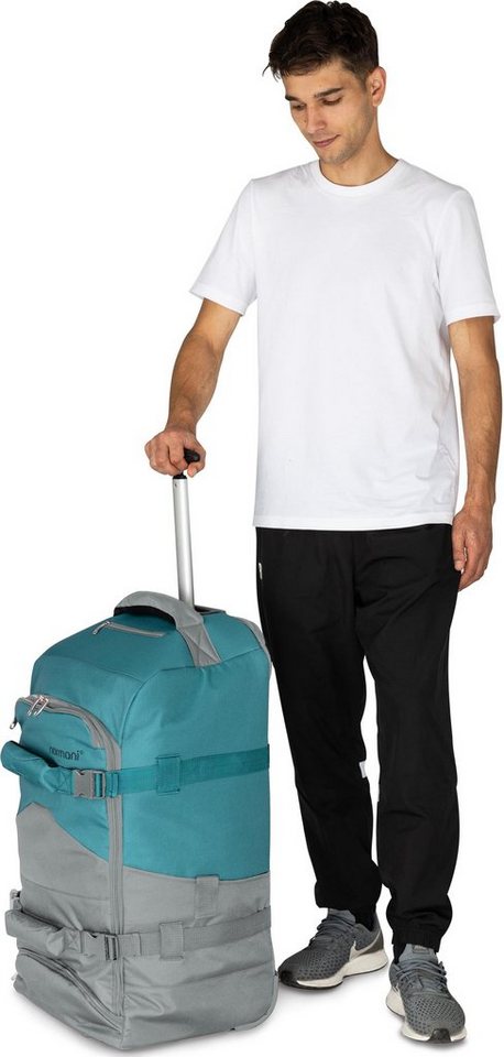 normani Reisetasche Reisetasche mit Rollen und Rucksackfunktion, Reise-Trolley mit 5 Fächern und 90L – Bild 3 von 5