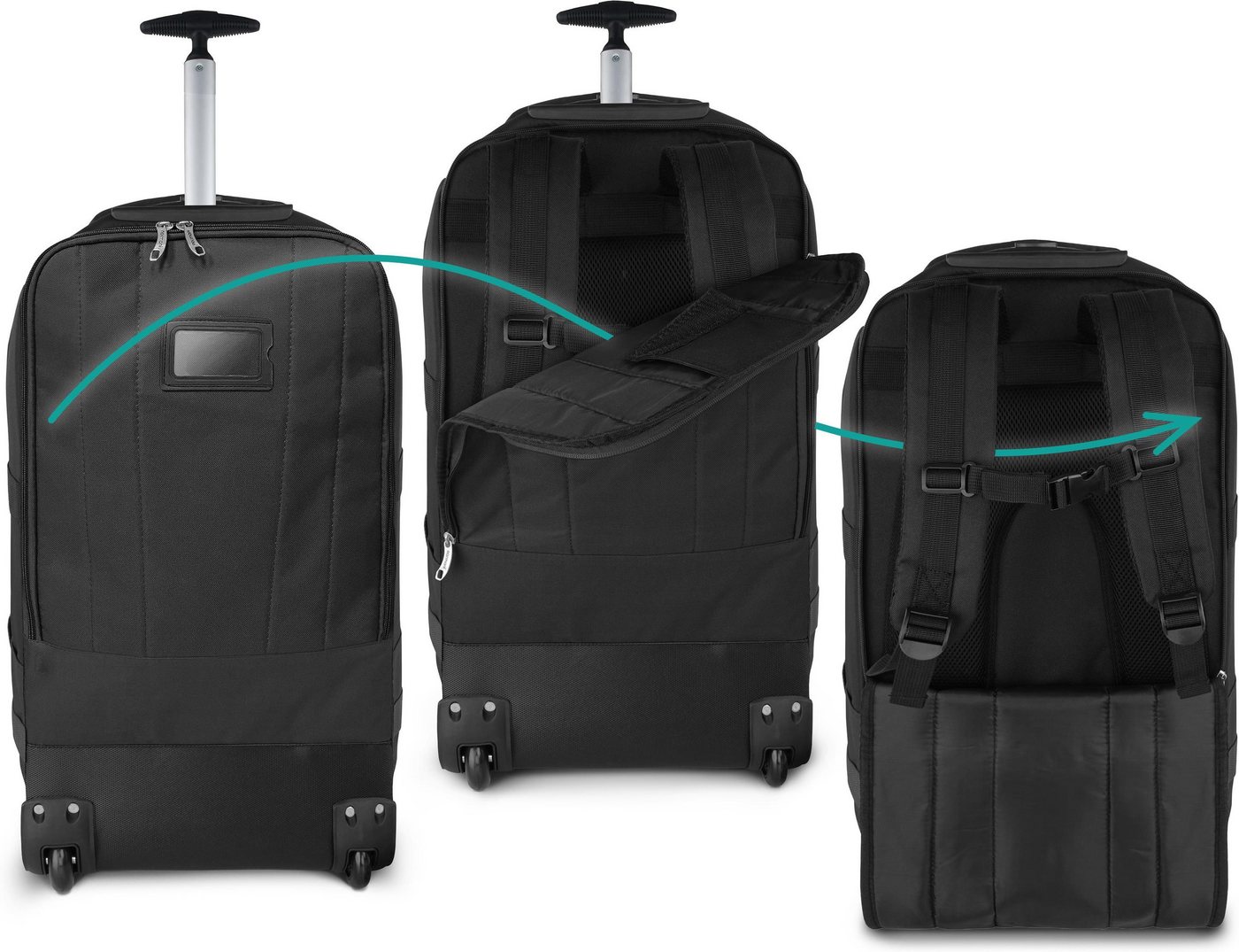 normani Reisetasche Reisetasche mit Rollen und Rucksackfunktion, Reise-Trolley mit 5 Fächern und 90L – Bild 4 von 5