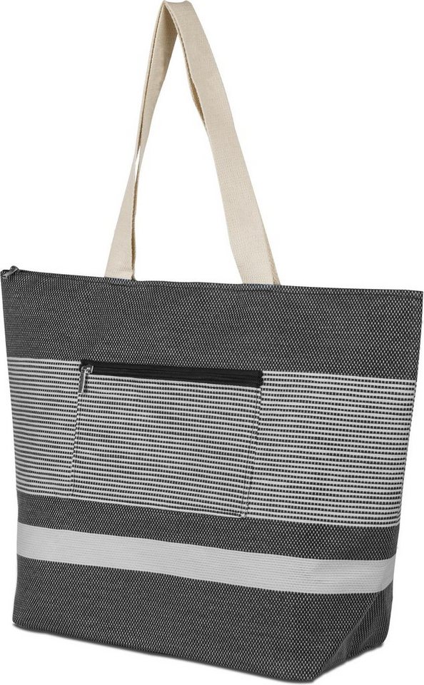 normani Strandtasche Tasche Baros, Schultertasche mit Reißverschluss Außentaschen – Bild 2 von 5