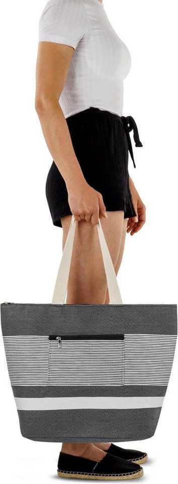 normani Strandtasche Tasche Baros, Schultertasche mit Reißverschluss Außentaschen – Bild 3 von 5