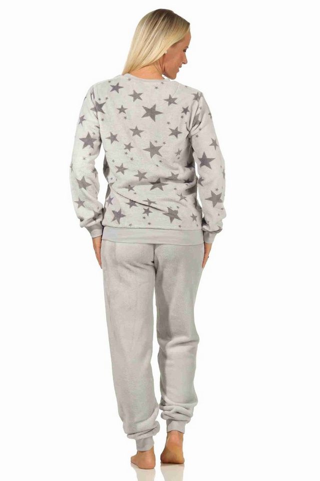 Normann Pyjama Damen Coralfleece Pyjama langarm mit Bündchen und Sternen als Motiv – Bild 4 von 4