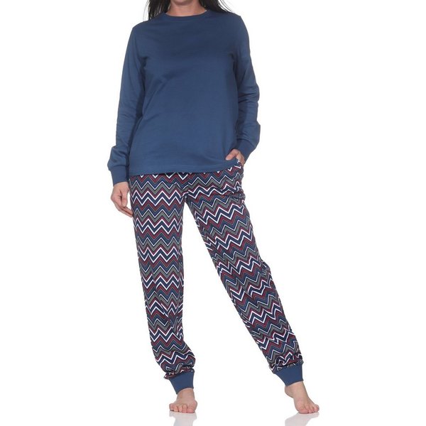 Normann Pyjama Damen langarm Schlafanzug mit Bündchen – Pyjama auch in Übergrössen