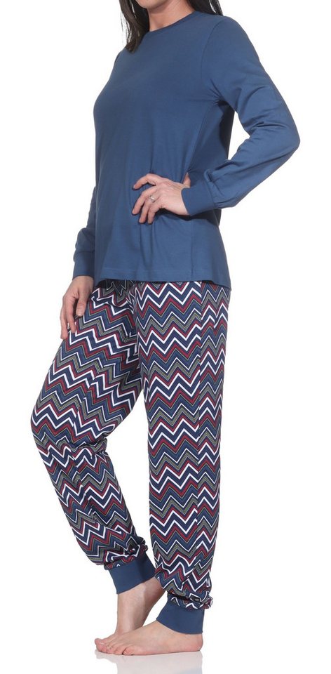 Normann Pyjama Damen langarm Schlafanzug mit Bündchen – Pyjama auch in Übergrössen – Bild 2 von 5