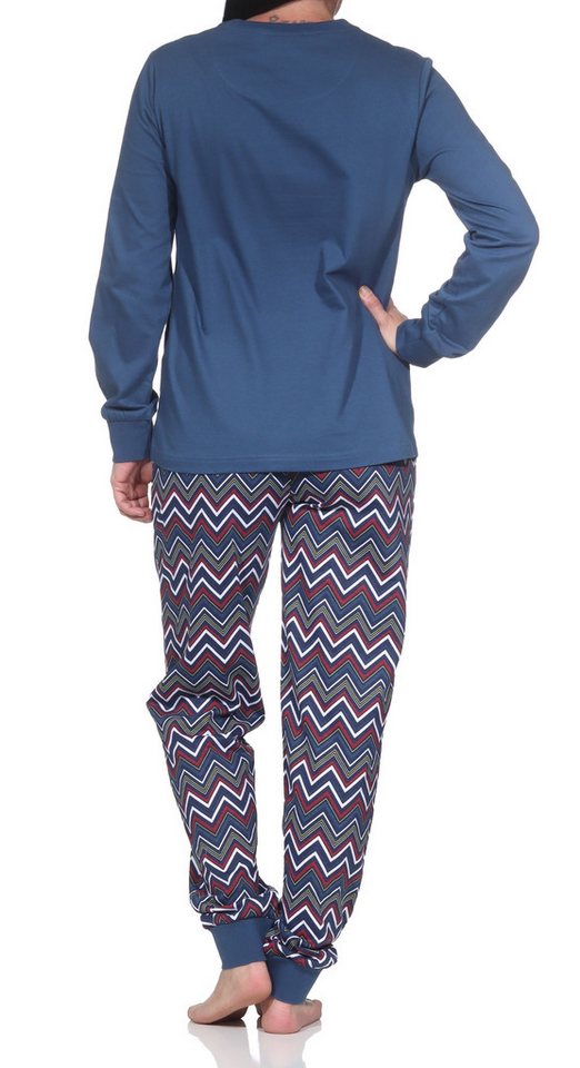 Normann Pyjama Damen langarm Schlafanzug mit Bündchen – Pyjama auch in Übergrössen – Bild 3 von 5