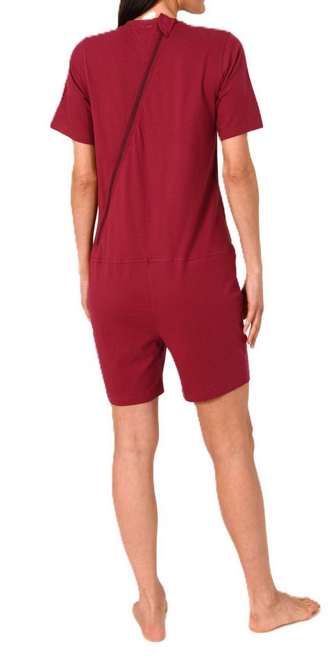 Normann Pyjama Damen Pflegeoverall kurzarm Einteiler mit Reißverschluss am Rücken – Bild 3 von 4