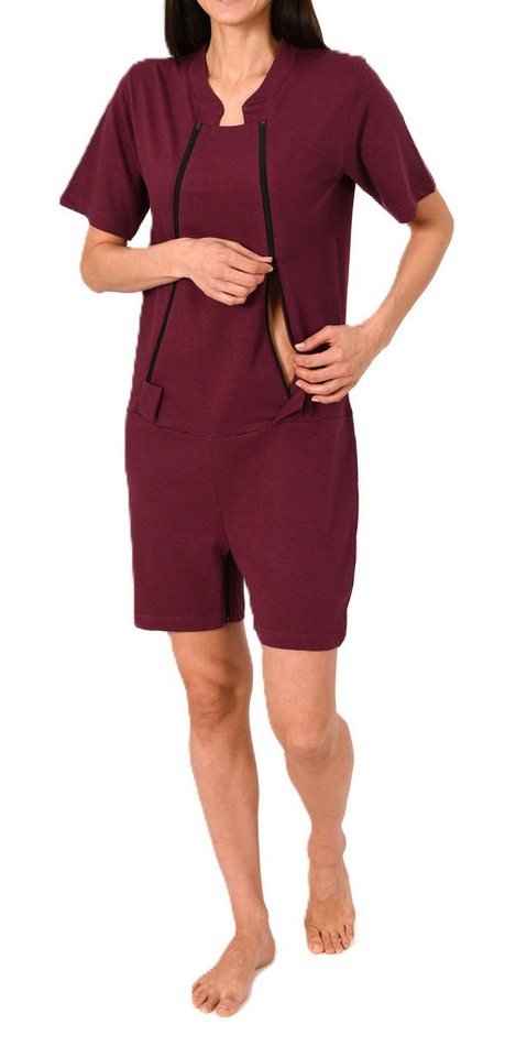 Normann Pyjama Damen Pflegeoverall kurzarm mit Reissverschluss Vorne und am Bein – Bild 2 von 5