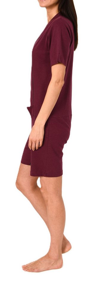 Normann Pyjama Damen Pflegeoverall kurzarm mit Reissverschluss Vorne und am Bein – Bild 3 von 5