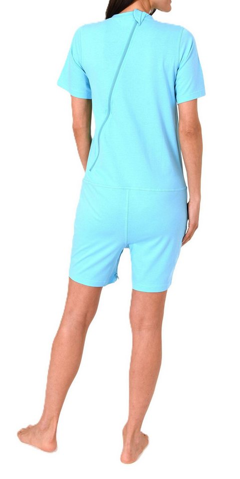 Normann Pyjama Damen Pflegeoverall kurzarm mit Reißverschluss am Rücken und Bein – Bild 3 von 5
