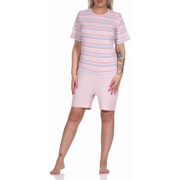 Normann Pyjama Damen Pflegeoverall kurzarm mit Reißverschluss am Rücken und am Bein