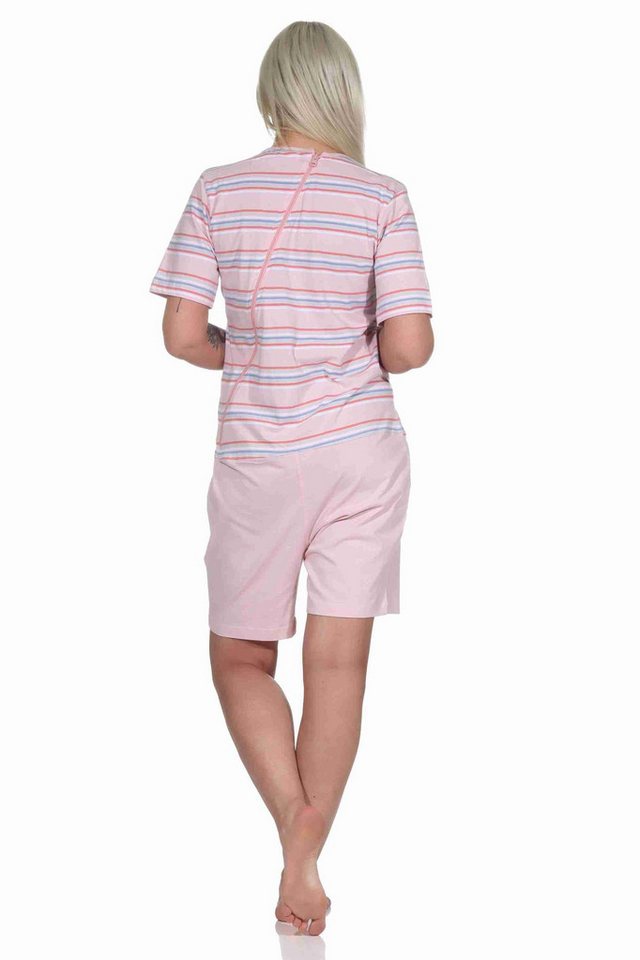 Normann Pyjama Damen Pflegeoverall kurzarm mit Reißverschluss am Rücken und am Bein – Bild 3 von 5