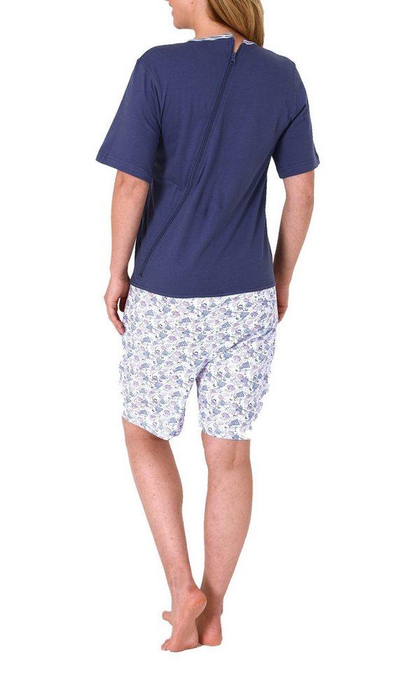 Normann Pyjama Damen Pflegeoverall kurzarm mit Reissverschluss am Rücken und am Bein – Bild 2 von 3