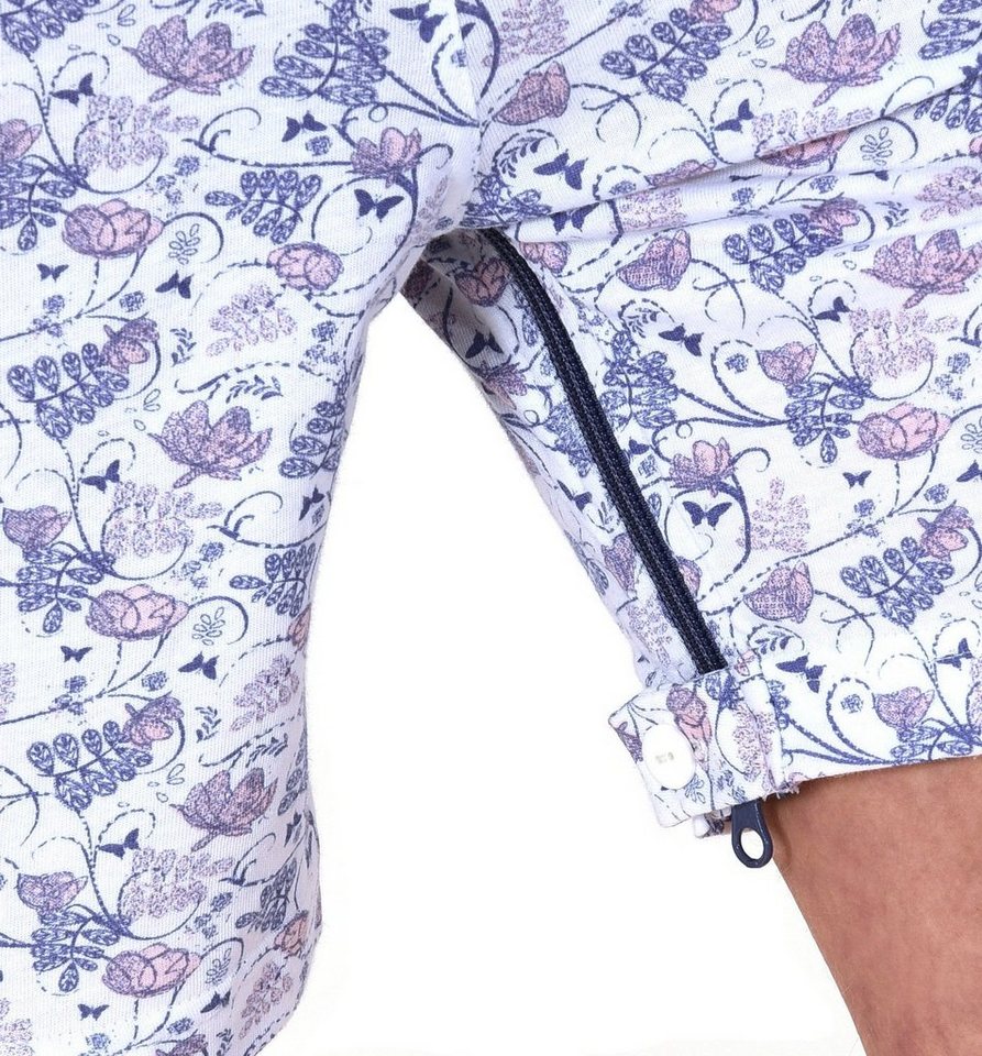 Normann Pyjama Damen Pflegeoverall kurzarm mit Reissverschluss am Rücken und am Bein – Bild 3 von 3