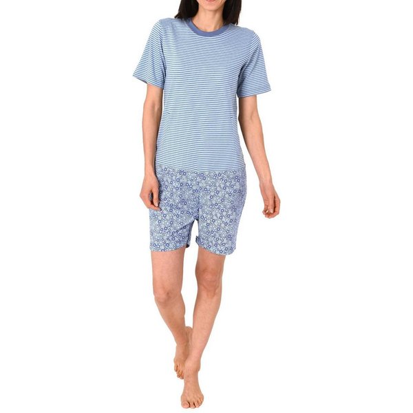 Normann Pyjama Damen Pflegeoverall kurzarm mit Reissverschluss am Rücken und am Bein