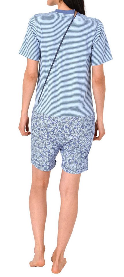 Normann Pyjama Damen Pflegeoverall kurzarm mit Reissverschluss am Rücken und am Bein – Bild 3 von 5