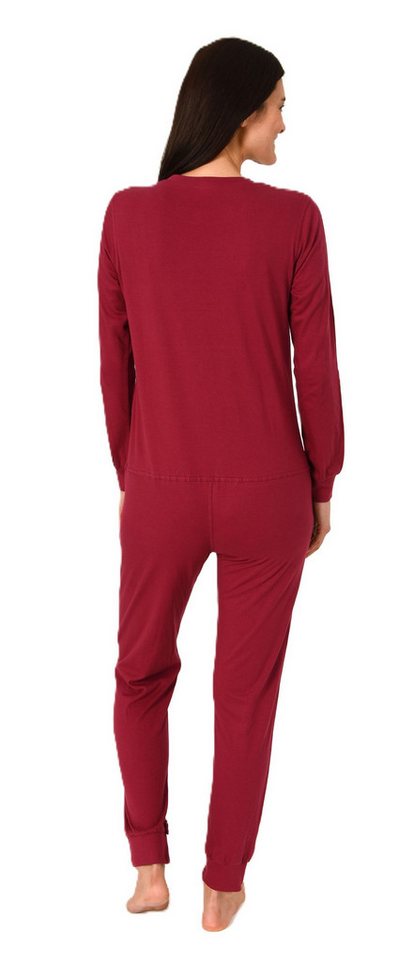 Normann Pyjama Damen Pflegeoverall langarm Einteiler mit Reißverschluss am Bein – Bild 3 von 5