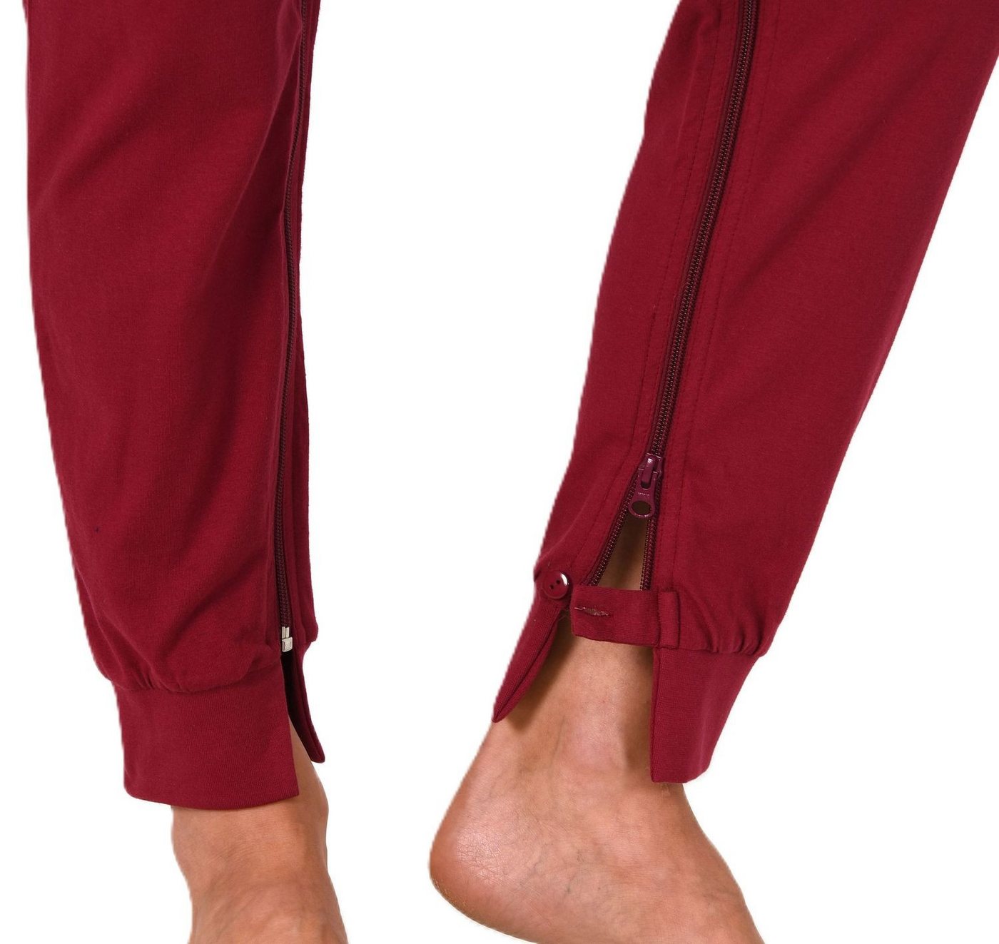 Normann Pyjama Damen Pflegeoverall langarm Einteiler mit Reißverschluss am Bein – Bild 5 von 5