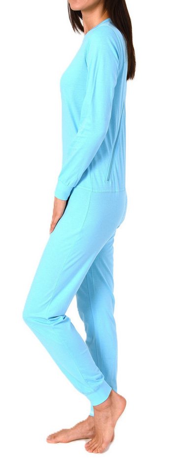Normann Pyjama Damen Pflegeoverall langarm Einteiler mit Reißverschluss am Rücken – Bild 2 von 5