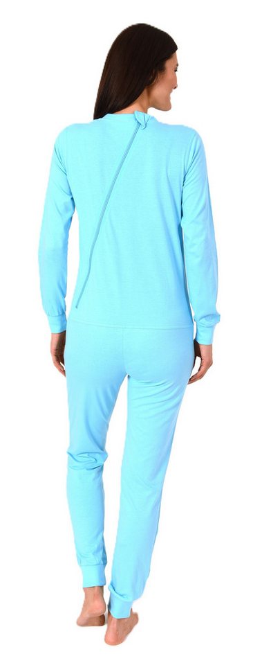 Normann Pyjama Damen Pflegeoverall langarm Einteiler mit Reißverschluss am Rücken – Bild 3 von 5