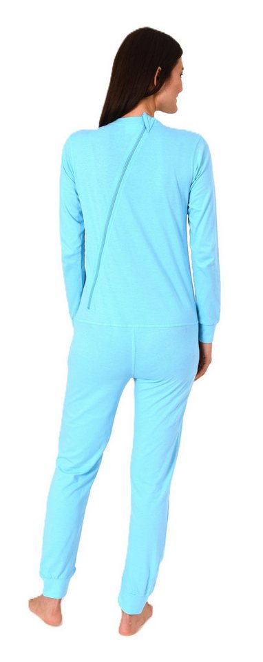 Normann Pyjama Damen Pflegeoverall langarm mit Reißverschluss am Rücken und Bein – Bild 3 von 5