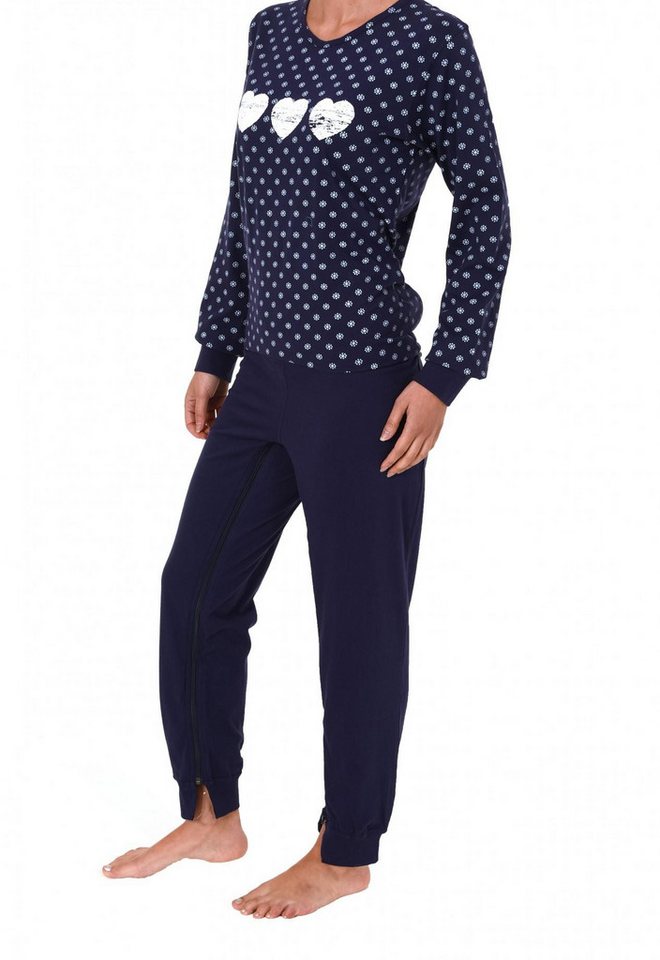 Normann Pyjama Damen Pflegeoverall langarm mit Reißverschluss am Rücken und am Bein – Bild 2 von 4