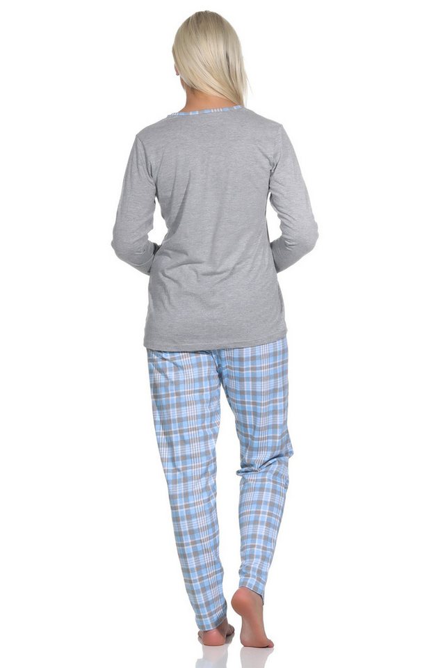 Normann Pyjama Damen Pyjama langarm, Schlafanzug mit Karo-Muster - 112 10 733 – Bild 3 von 4