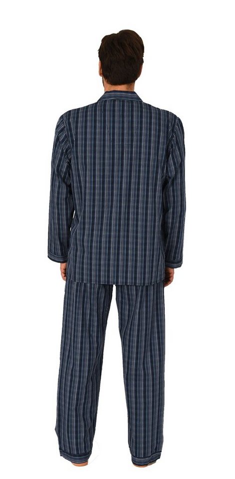 Normann Pyjama Gewebter Herren Pyjama, durchknöpfbarer Schlafanzug mit Streifen – Bild 3 von 4
